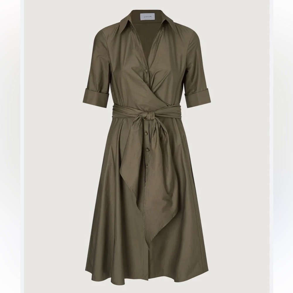 Talbots Olive Green Shirt Midi Dress